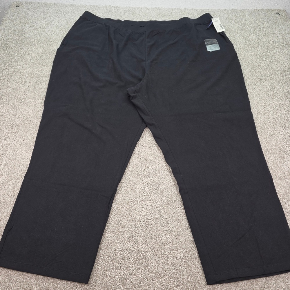 New Catherines Suprema Black Knit Pants Petite Plus Size 3XWP Stretch Cotton NWT